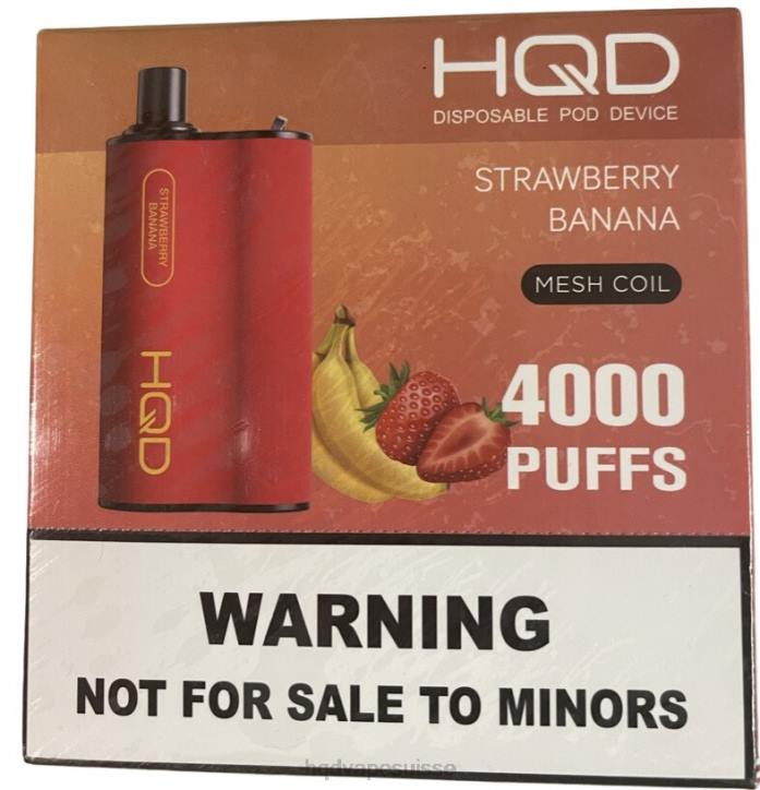 F6PN70 HQD BOX 4000 bouffées - HQD vape Suisse fraise banane