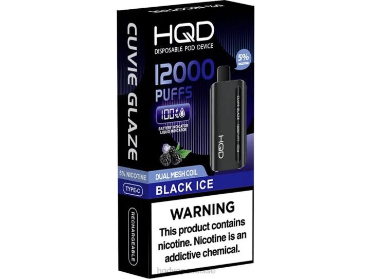 F6PN134 HQD CUVIE GLAZE vape jetable 12000 - HQD vape Zurich glace noir