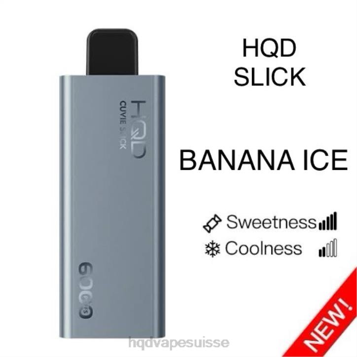 F6PN20 HQD CUVIE SLICK 6000 bouffées - HQD vape Suisse glace à la banane