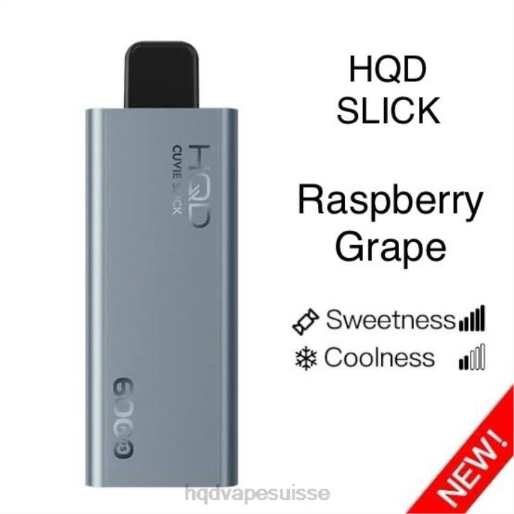 F6PN21 HQD CUVIE SLICK 6000 bouffées - HQD vape Genève Raisin framboise lisse