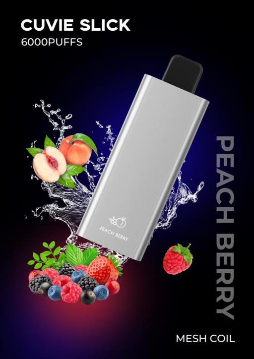 F6PN26 HQD CUVIE SLICK 6000 bouffées - HQD vape avis baie de pêche lisse