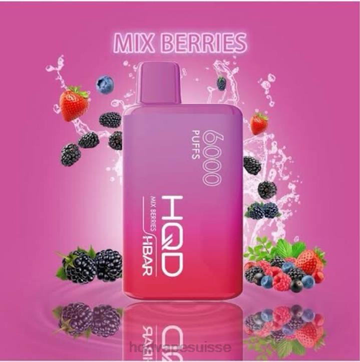 F6PN50 HQD HBAR 6000 bouffées - HQD vape Suisse baies mélangées surgelées
